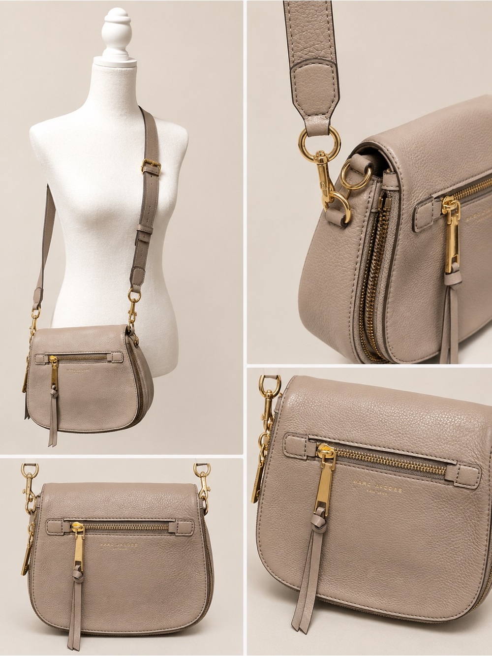 Marc Jacobs Pebbled Leather Crossbody in Taupe